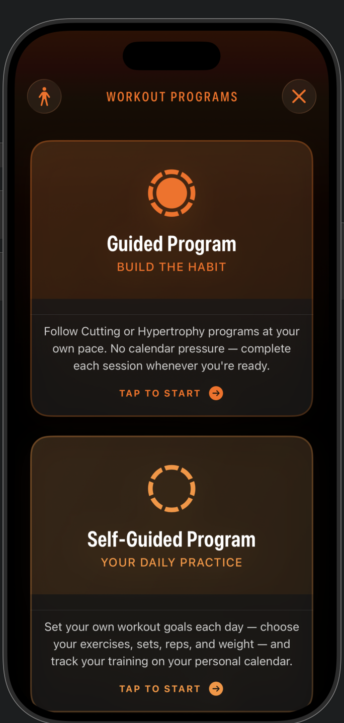Guided and Self-Guided program chooser